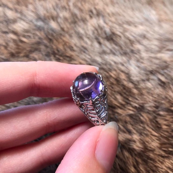 Vintage sterling silver amethyst orb ring - Picture 3 of 3